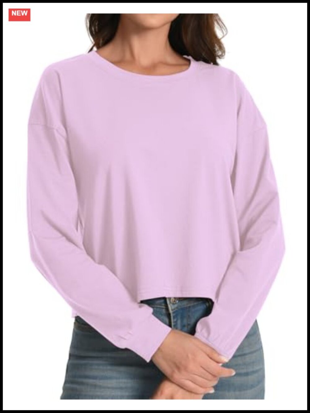 Cotton Spandex Crop Top Long Sleeve Boxy Workout Yoga Shirt